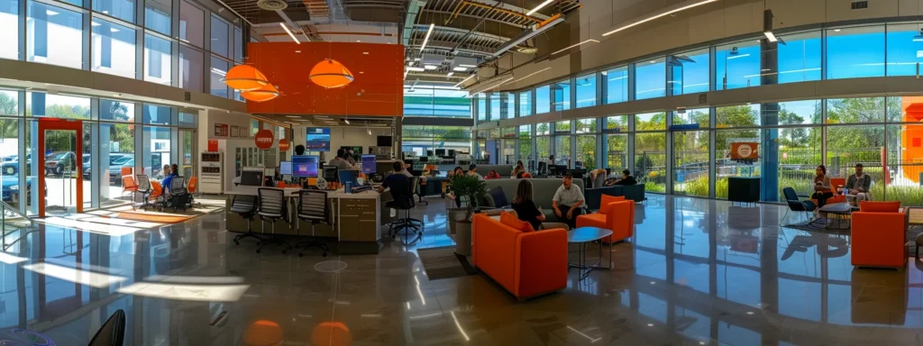 a vibrant and dynamic office environment showcases a dedicated ecommerce customer service team at dazonn assist, engaged in collaborative problem-solving under bright, natural light filtering through large windows.