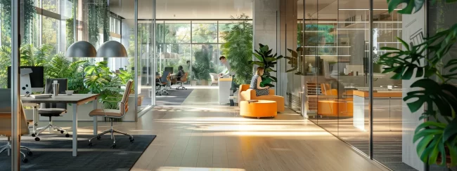 a dynamic office environment showcasing a confident salesperson engaging with a phone while bright, focused lighting enhances their determination and professionalism.