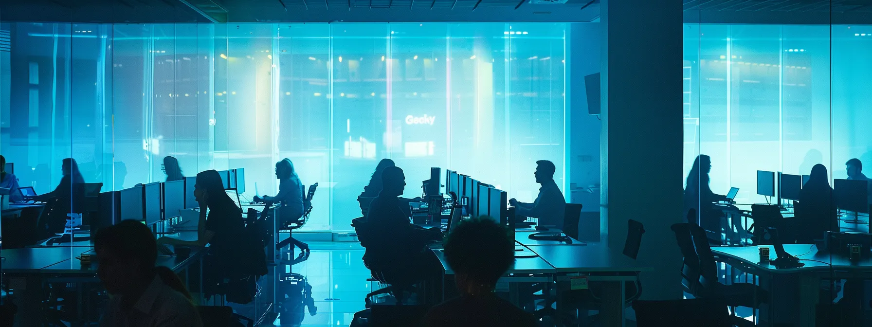 a futuristic call center bustling with diverse professionals collaborating in a sleek, high-tech workspace, illuminated by soft, ambient lighting, showcasing automation technology seamlessly integrating into their operations.