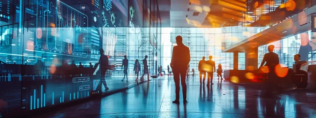 a sleek, modern call center bustling with focused agents utilizing advanced ivr technology, highlighted by vibrant screens displaying data analytics and call flow visualizations in a high-tech urban office environment.