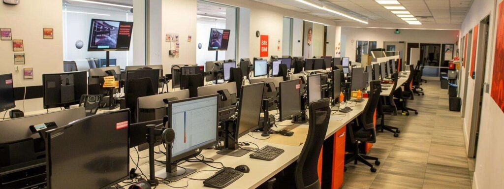 Call center with Dazonn written on walls