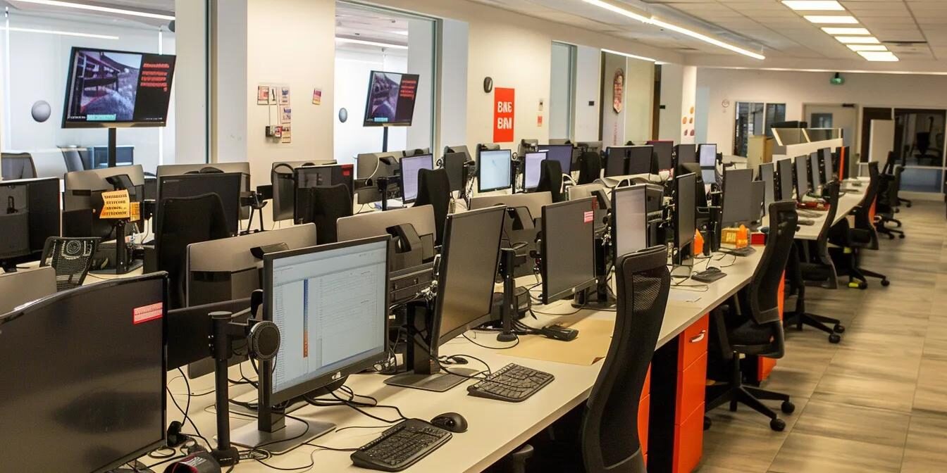 Call center with Dazonn written on walls