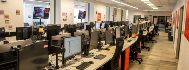 Call center with Dazonn written on walls