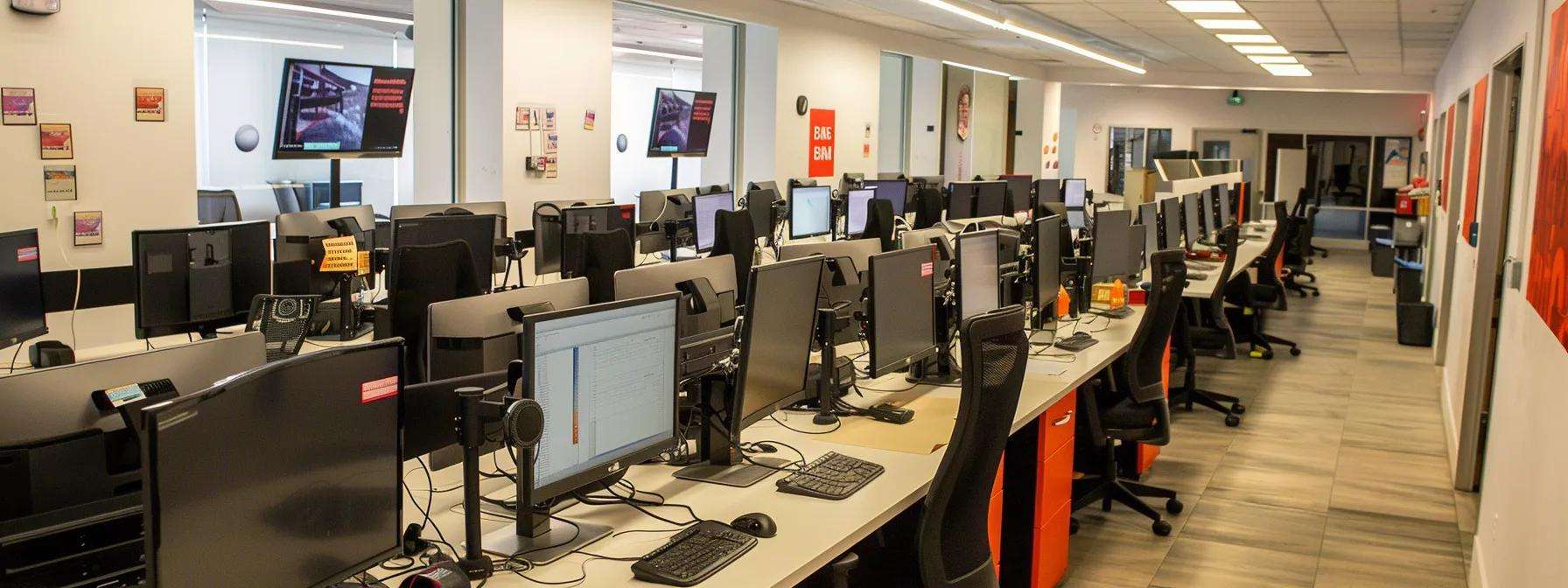 Call center with Dazonn written on walls