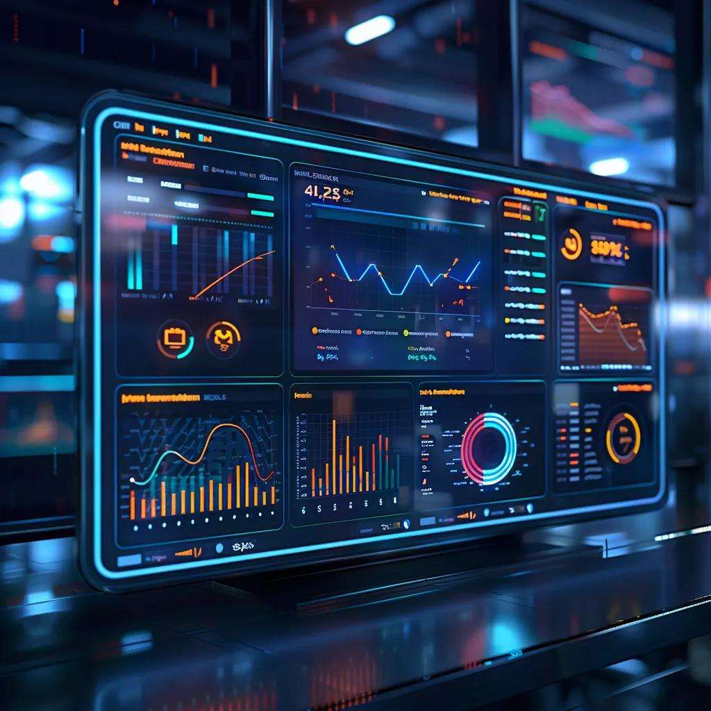 Dashboard displaying call center operational metrics, including graphs for Average Handle Time, Customer Satisfaction, and call performance indicators, emphasizing data-driven strategies for enhancing service efficiency and customer experience.