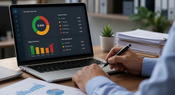 Accounts receivable analyst classifying overdue accounts by aging and risk