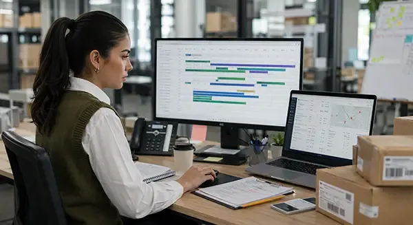 Logistics coordinator managing shipment schedules
