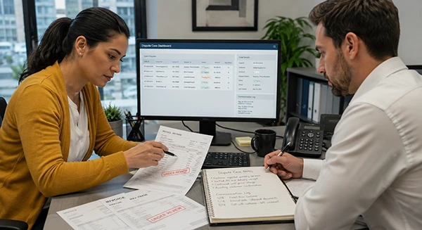 Billing support specialist resolving an invoice dispute