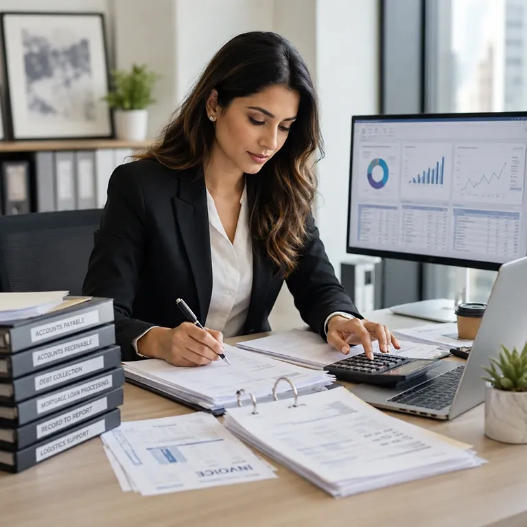 Healthcare BPO professional managing medical billing and claims dashboard.