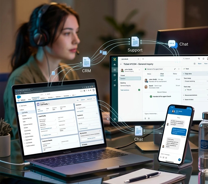 Helpdesk and CRM integration for customer support