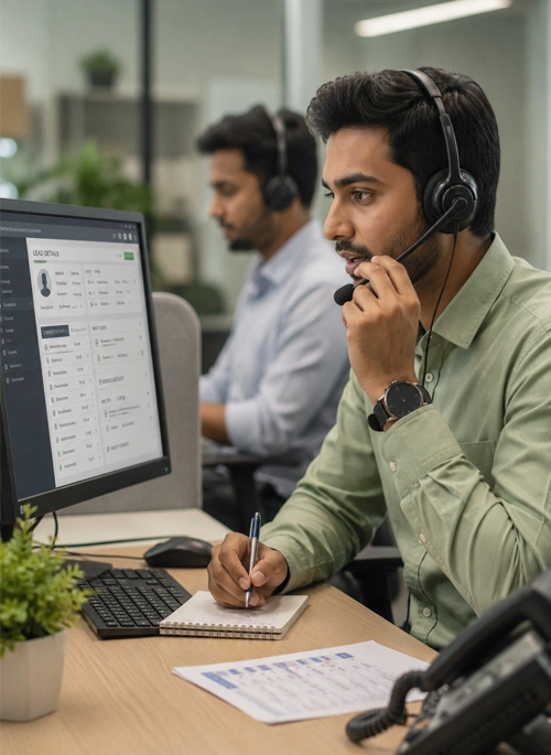 Outbound call center services team