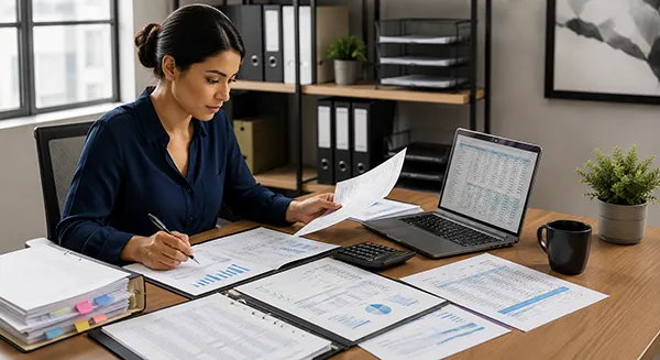 Accountant performing financial quality control reviews & reconciliations