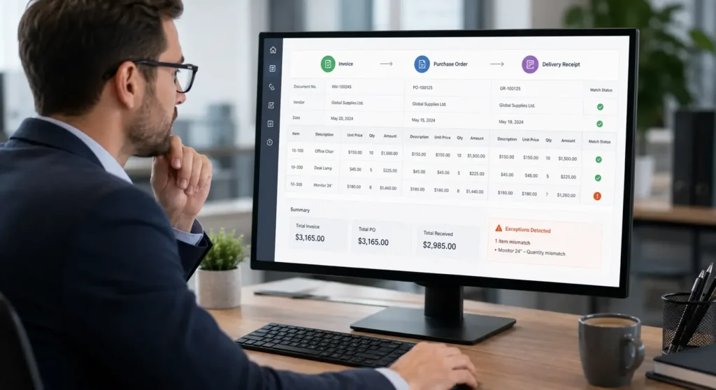 Invoice validation and matching workflow